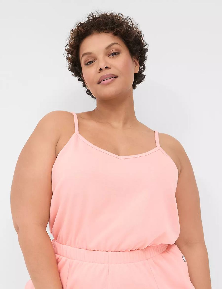 Lane Bryant LIVI Sleeveless French Terry Jumpsuit Donna Rosa | QXC2851XN