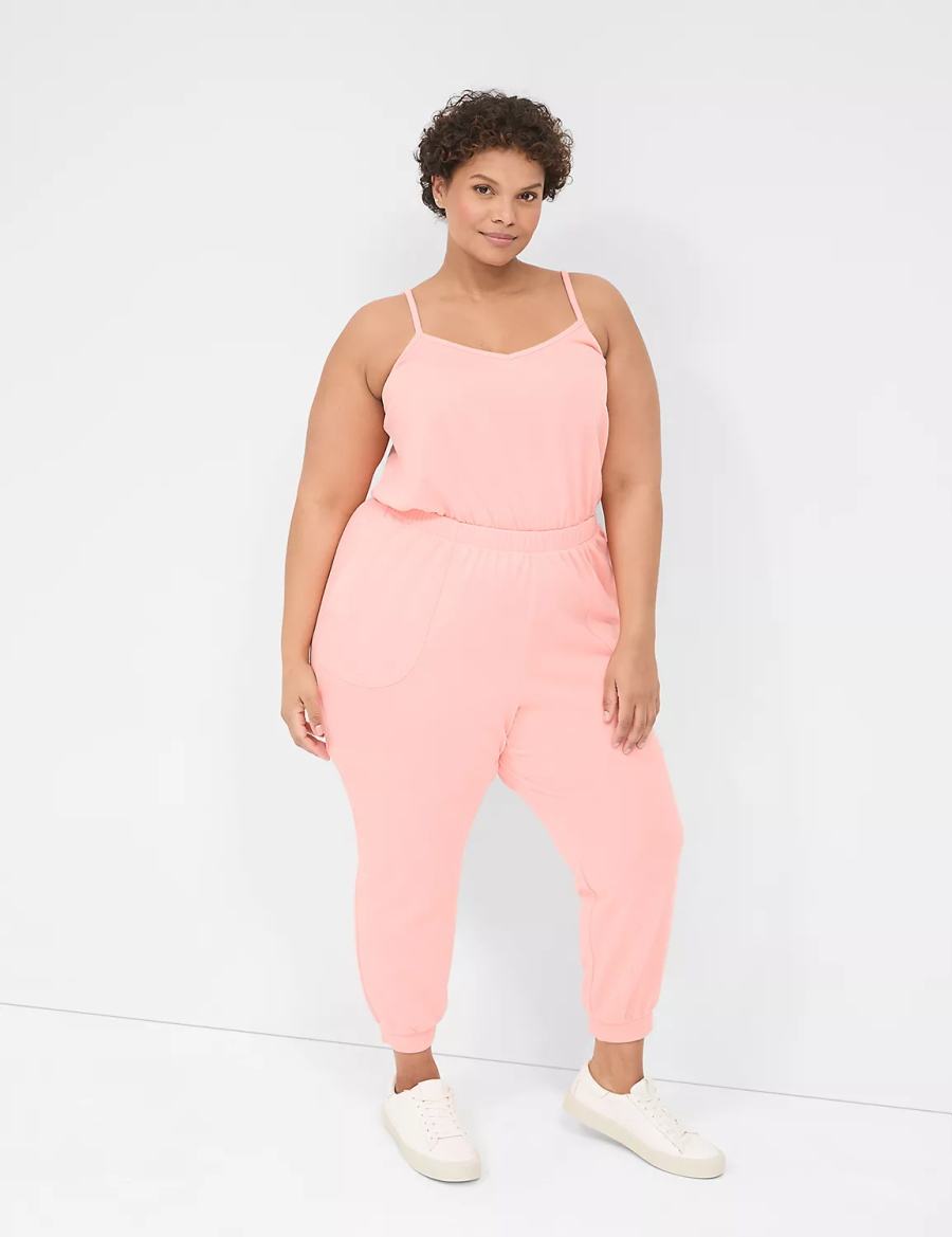 Lane Bryant LIVI Sleeveless French Terry Jumpsuit Donna Rosa | QXC2851XN