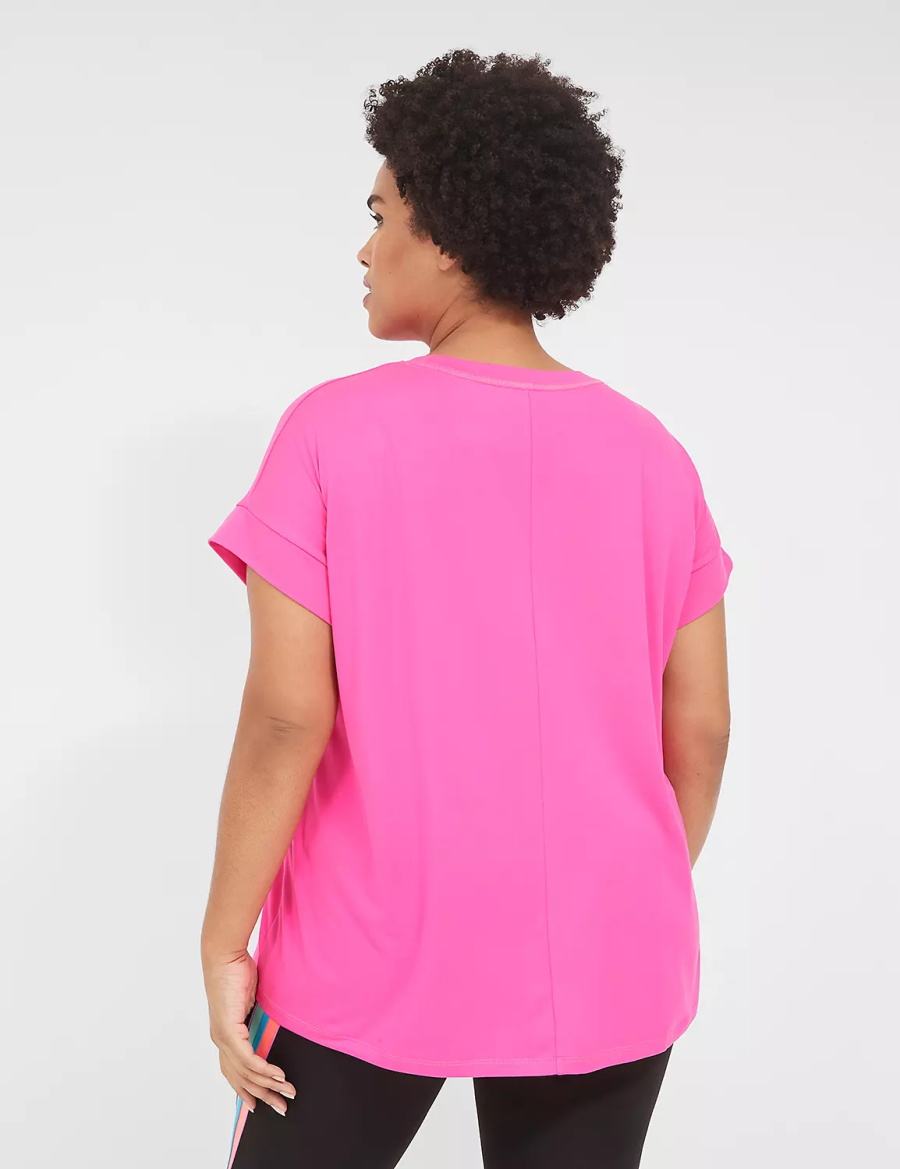 Lane Bryant LIVI Soft Crew-Neck Recycled Tee Magliette Donna Rosa Chiaro | ZYA8053PV