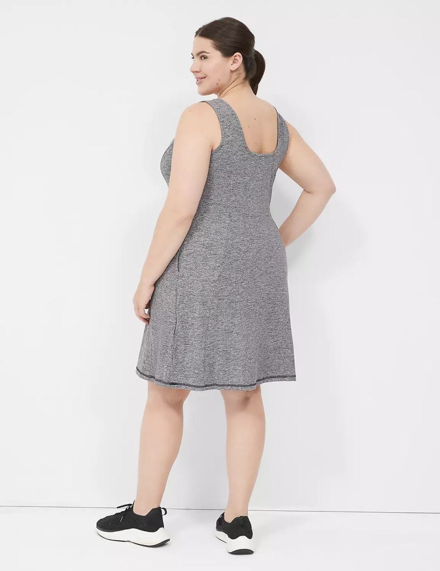 Lane Bryant LIVI Square-Neck Recycled LIVI Soft Vestito Casual Donna Nere Bianche | MRE1945AA