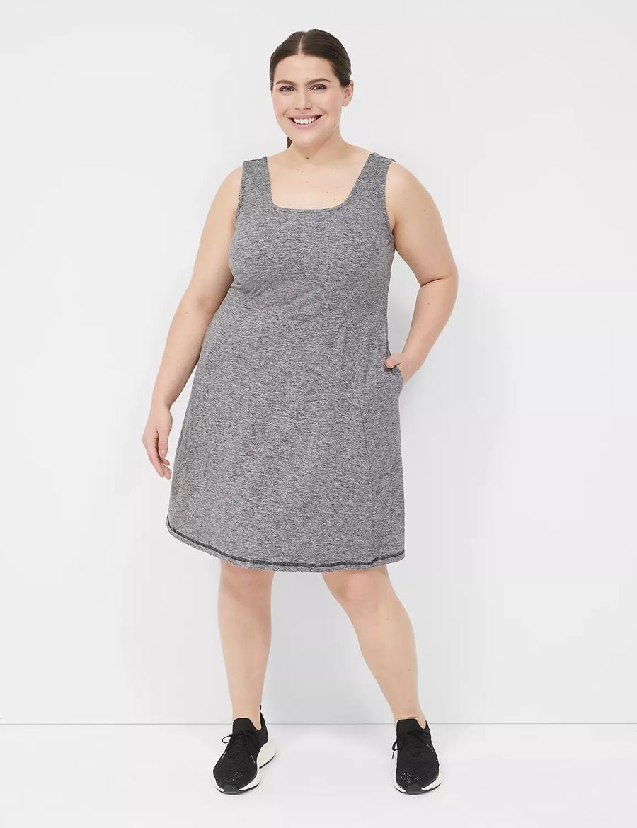 Lane Bryant LIVI Square-Neck Recycled LIVI Soft Vestito Casual Donna Nere Bianche | MRE1945AA