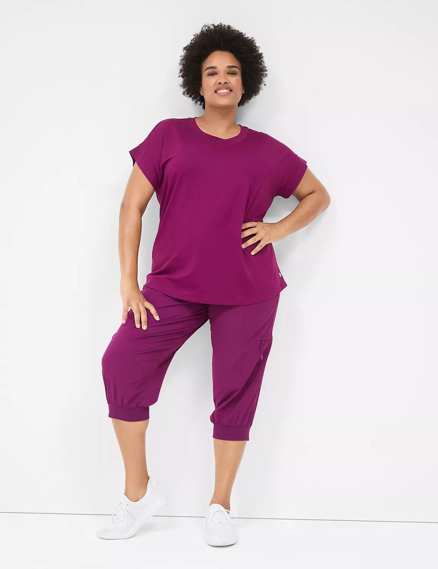 Lane Bryant LIVI Stretch Woven Capri Pantaloni Jogger Donna Viola Scuro | RCH8497AF