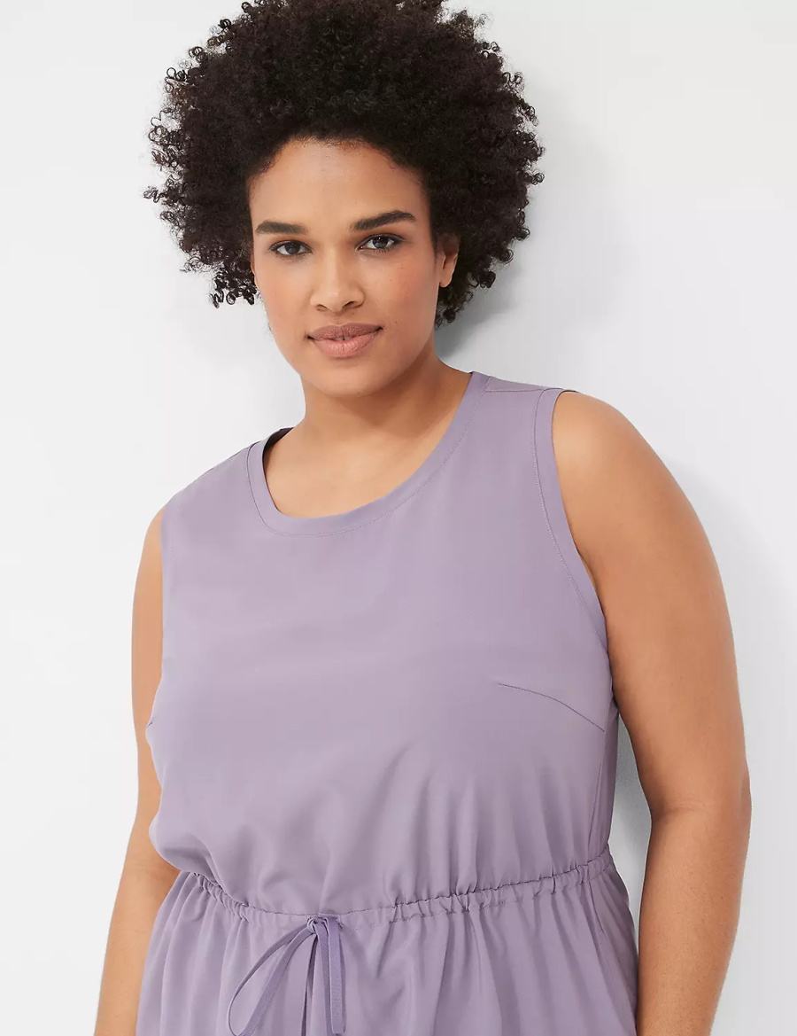 Lane Bryant LIVI Stretch Woven Drawstring Vestito Casual Donna Viola Verde Oliva | EML4230IA