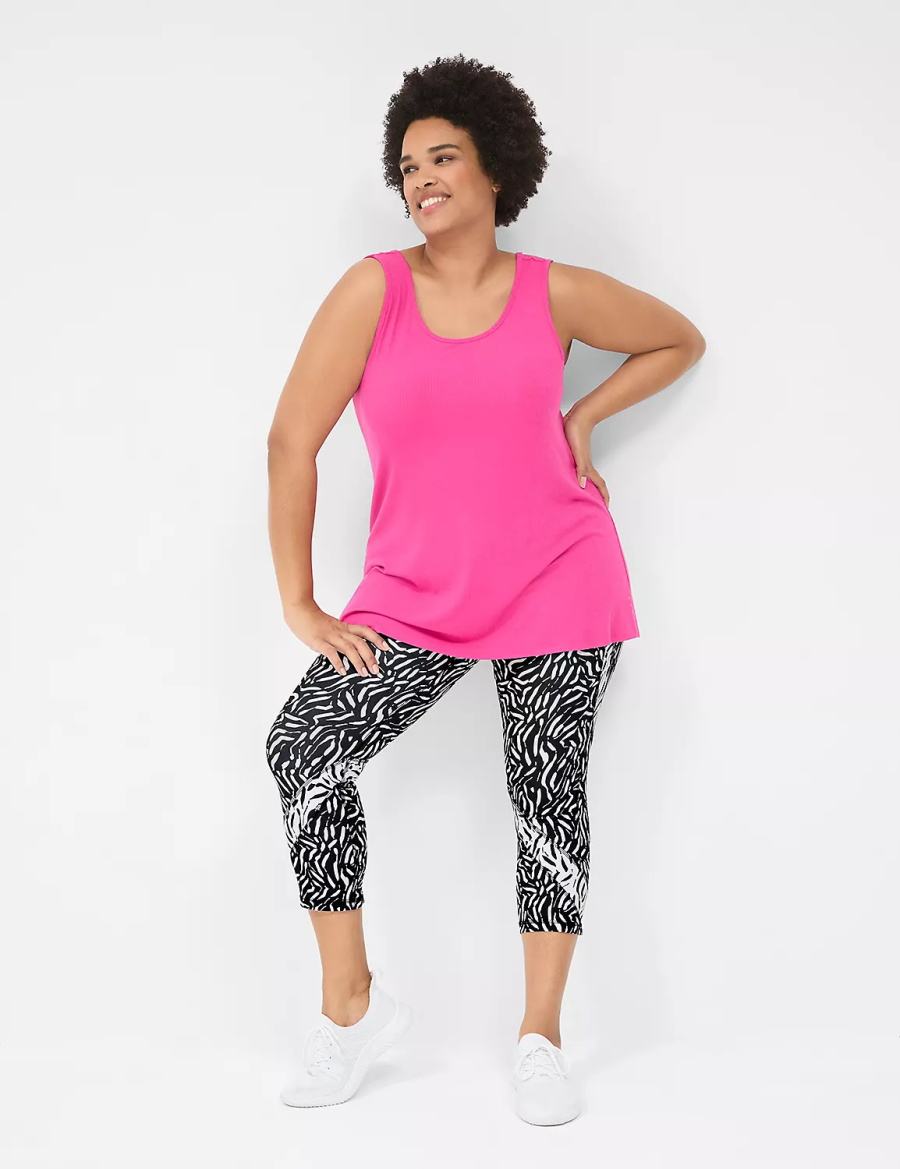 Lane Bryant LIVI Twist-Back Rib Canotta Donna Fucsia Rosa | MZB7236HH