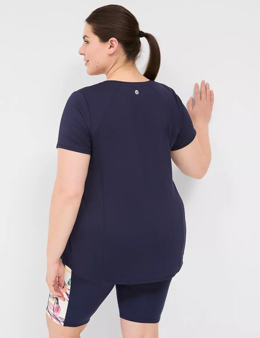 Lane Bryant LIVI Wicking V-Neck Performance Tee Magliette Donna Blu Marino | FJD5753LA