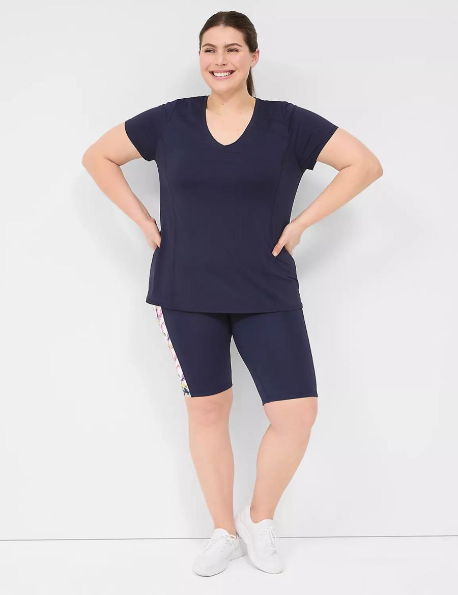 Lane Bryant LIVI Wicking V-Neck Performance Tee Magliette Donna Blu Marino | FJD5753LA