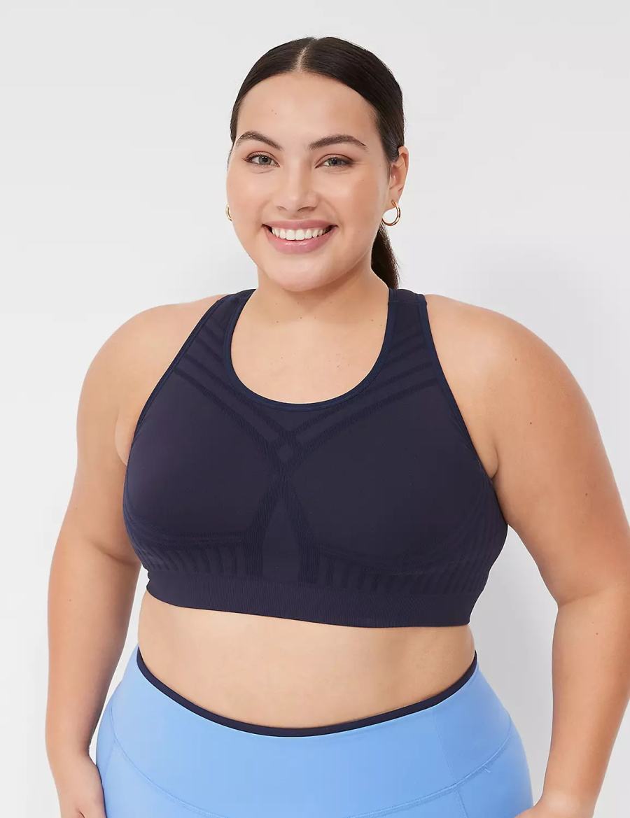 Lane Bryant LIVI Wireless Medium-Impact Seamless Reggiseno Sportivo Donna Blu | HQZ4234LM