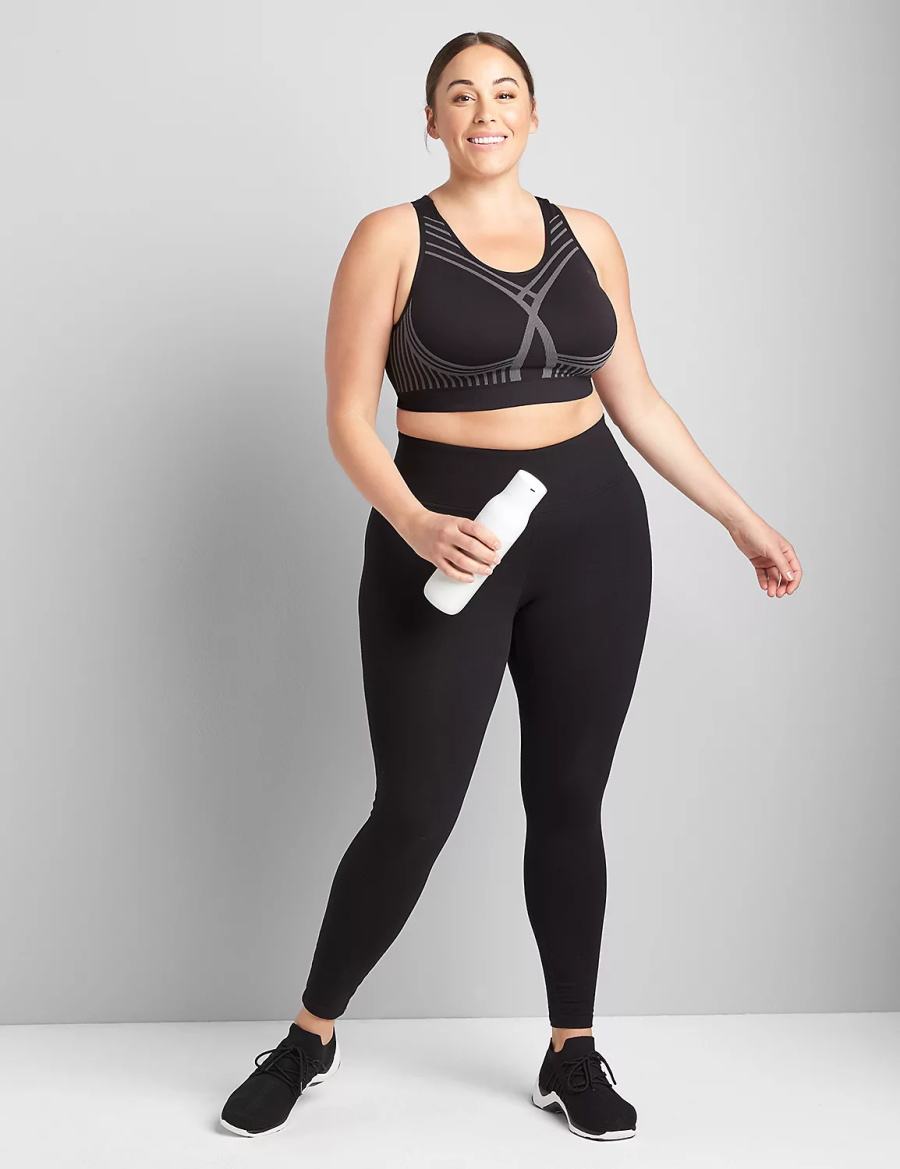 Lane Bryant LIVI Wireless Medium-Impact Seamless Reggiseno Sportivo Donna Nere | ZBC2393FM