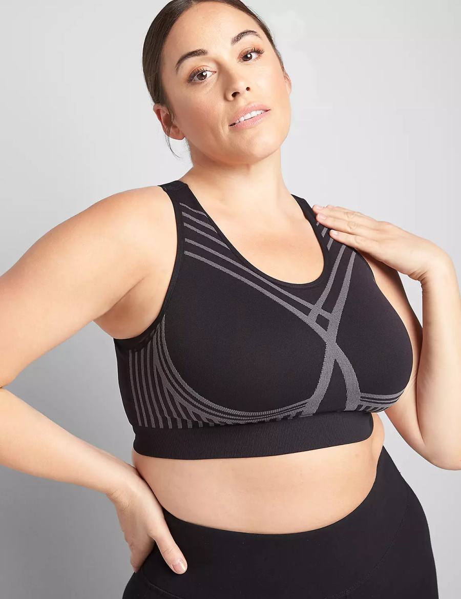 Lane Bryant LIVI Wireless Medium-Impact Seamless Reggiseno Sportivo Donna Nere | ZBC2393FM