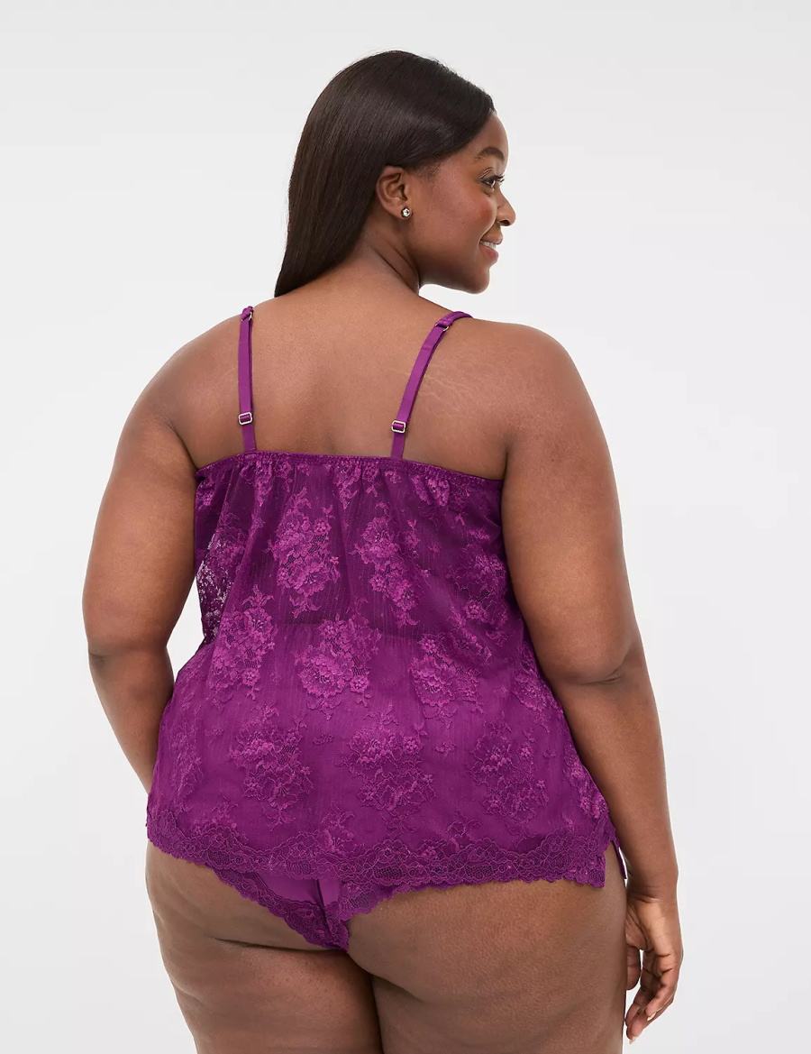 Lane Bryant Lace-Back Cami & Short Set Pigiama Donna Viola | BRR8050YQ