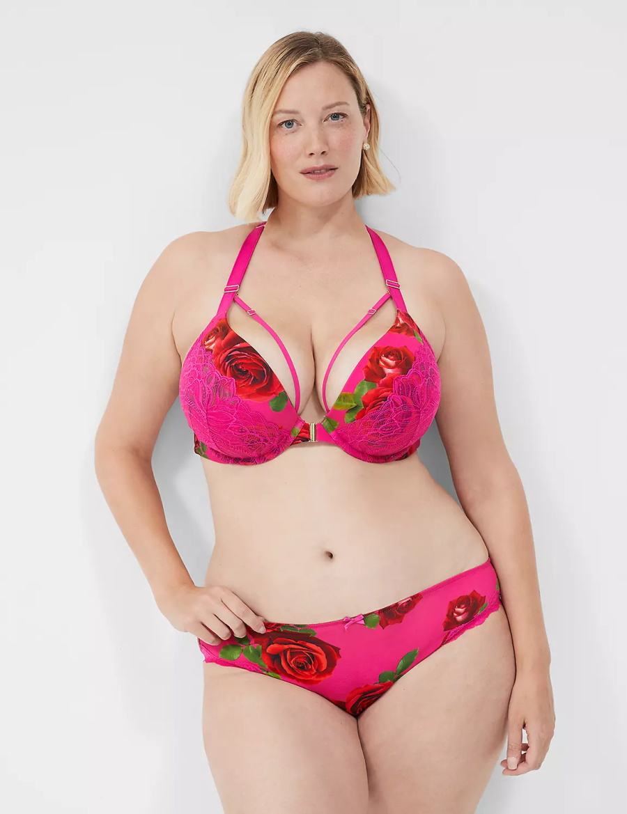 Lane Bryant Lace-Trim Mutandina Bikini Donna Rosa Fucsia | MZB6421MX