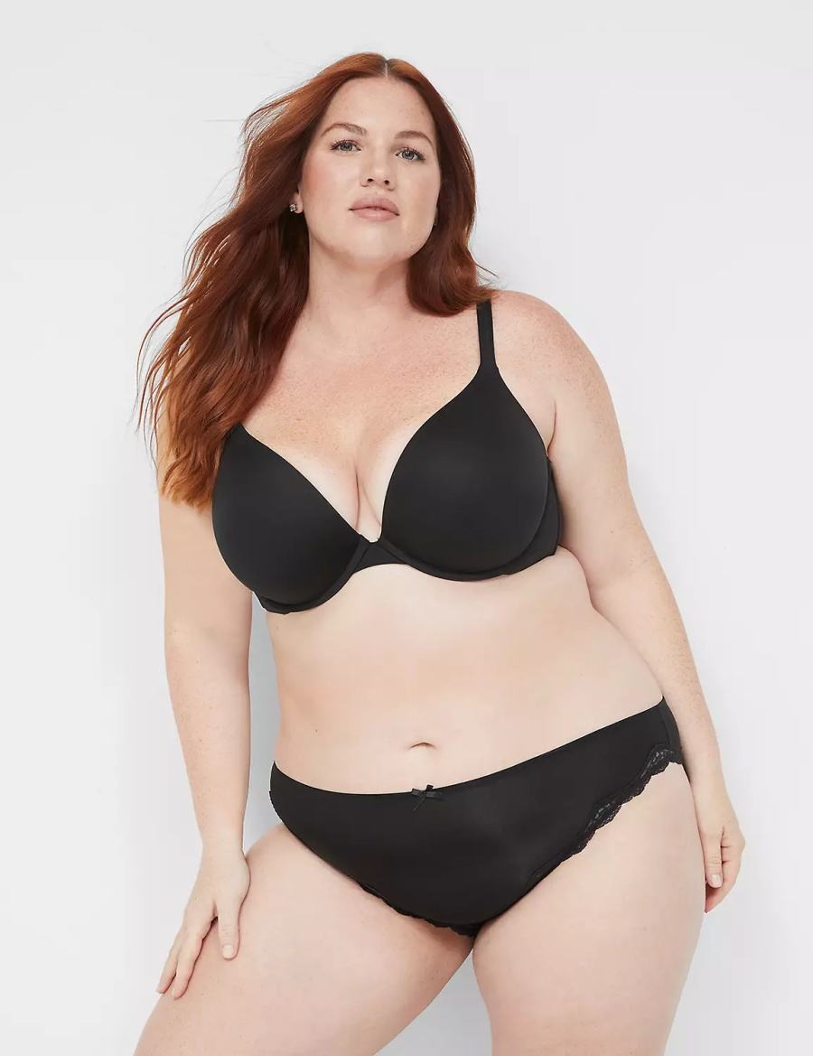 Lane Bryant Lace-Trim Mutandina Bikini Donna Nere | KCM4493NX