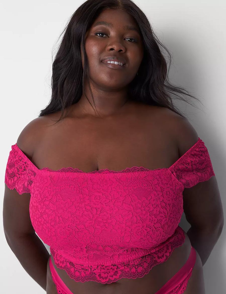 Lane Bryant Lace Crop Top Bralette Donna Rosa | NRE8794IF