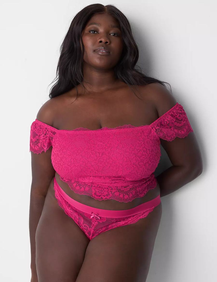 Lane Bryant Lace Crop Top Bralette Donna Rosa | NRE8794IF