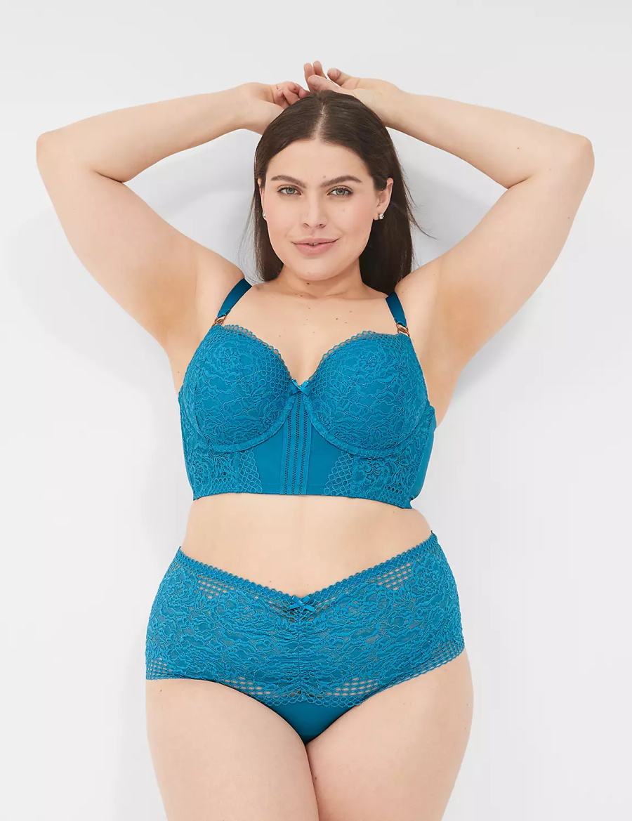 Lane Bryant Lace Longline Boost Reggiseno A Balconcino Donna Blu | JPM1980YA