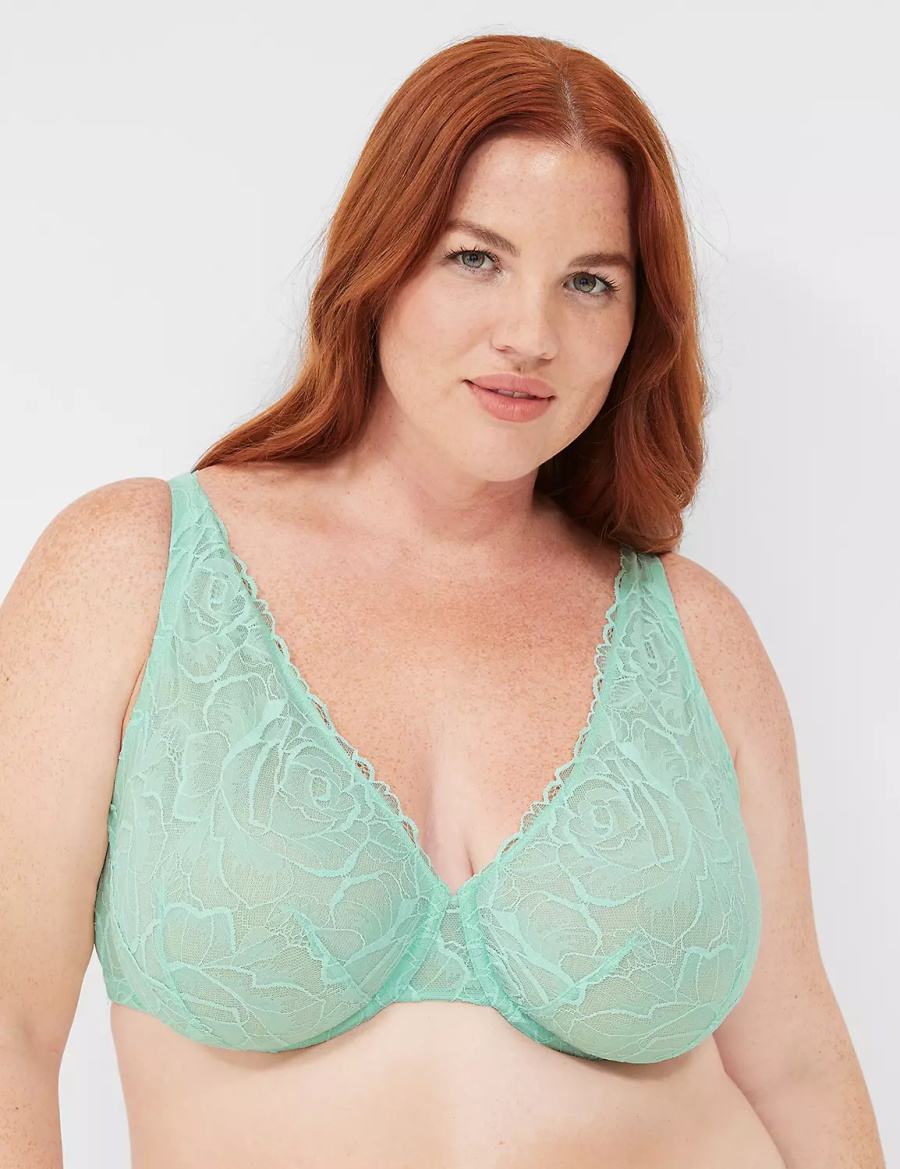 Lane Bryant Lace Unlined Full Coverage Bralette Donna Verdi Chiaro | AWI485CP