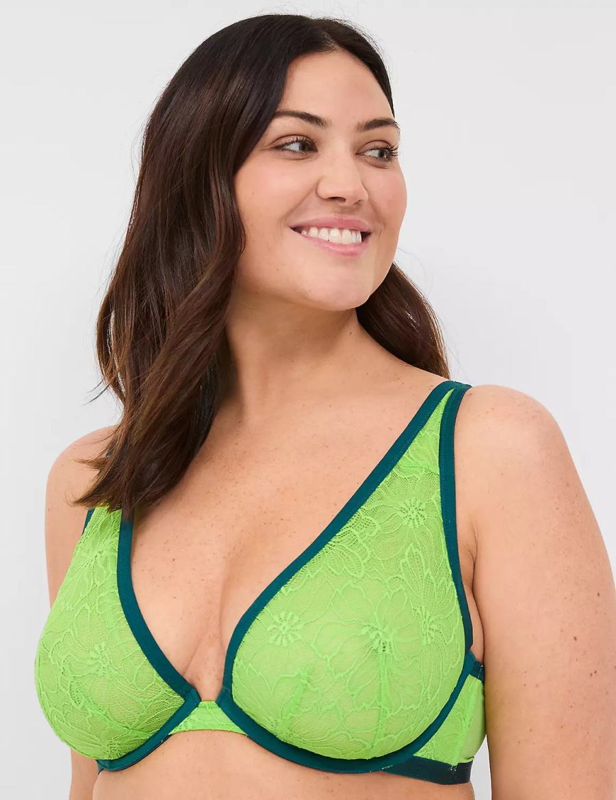 Lane Bryant Lace Unlined High Apex Bralette Donna Verdi | VMR5787KF