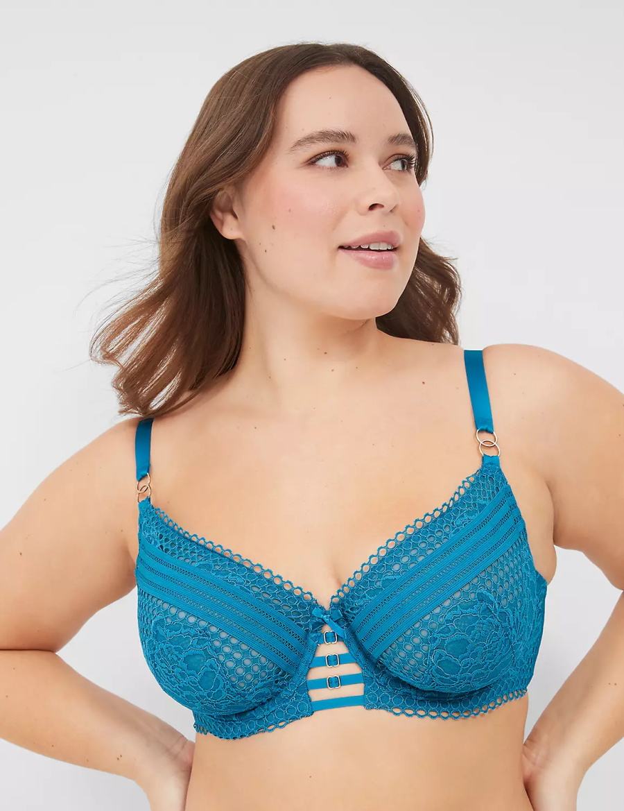 Lane Bryant Lace Unlined Reggiseno A Balconcino Donna Blu | WEP2112NY