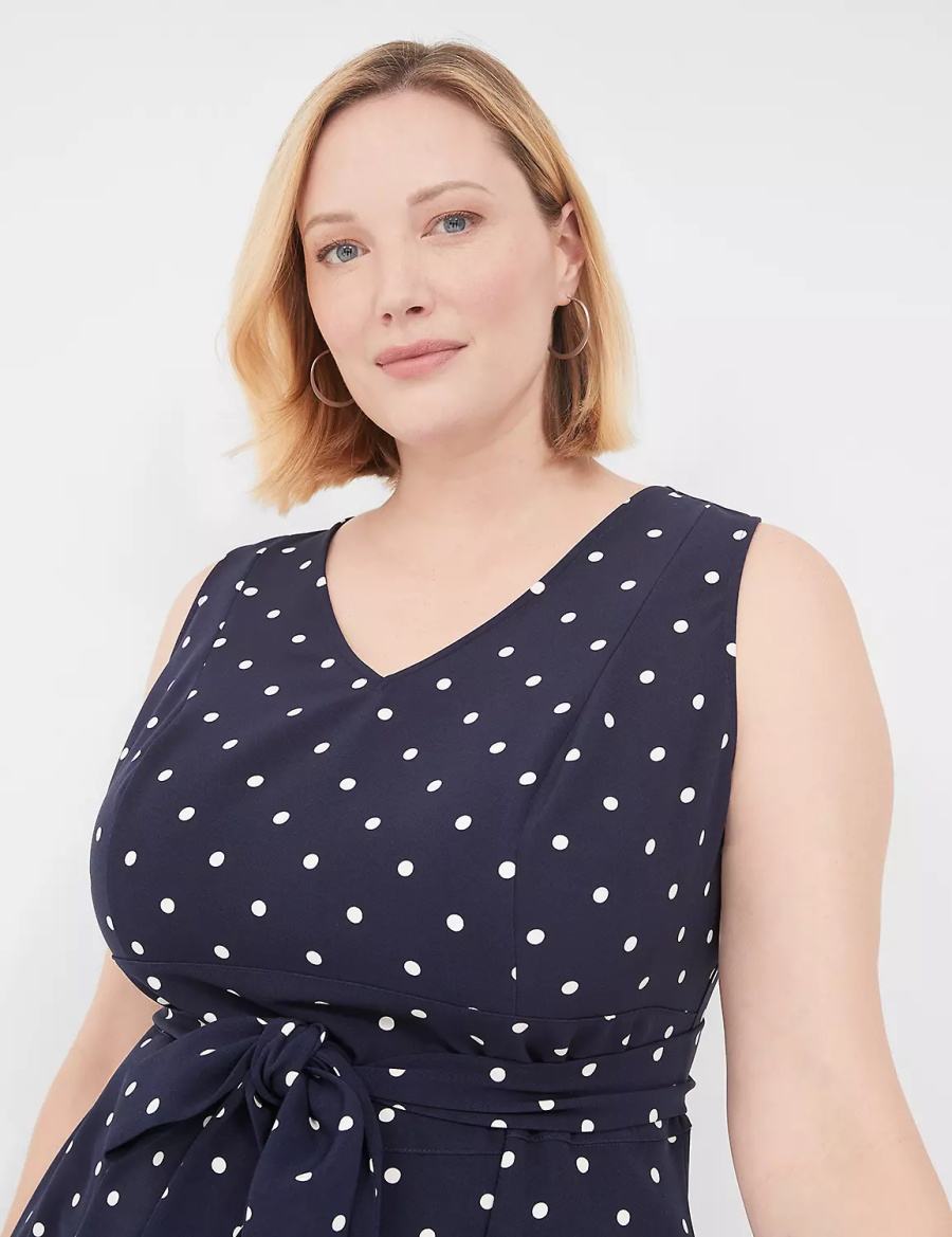 Lane Bryant Lena Sleeveless Level-Hem Abito Midi Donna Blu Marino | JTB4731BR