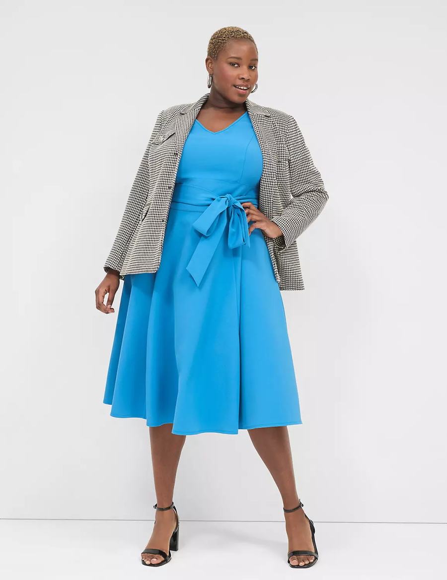 Lane Bryant Lena V-Neck High-Low Abito Midi Donna Blu Scuro | GRW3670MF