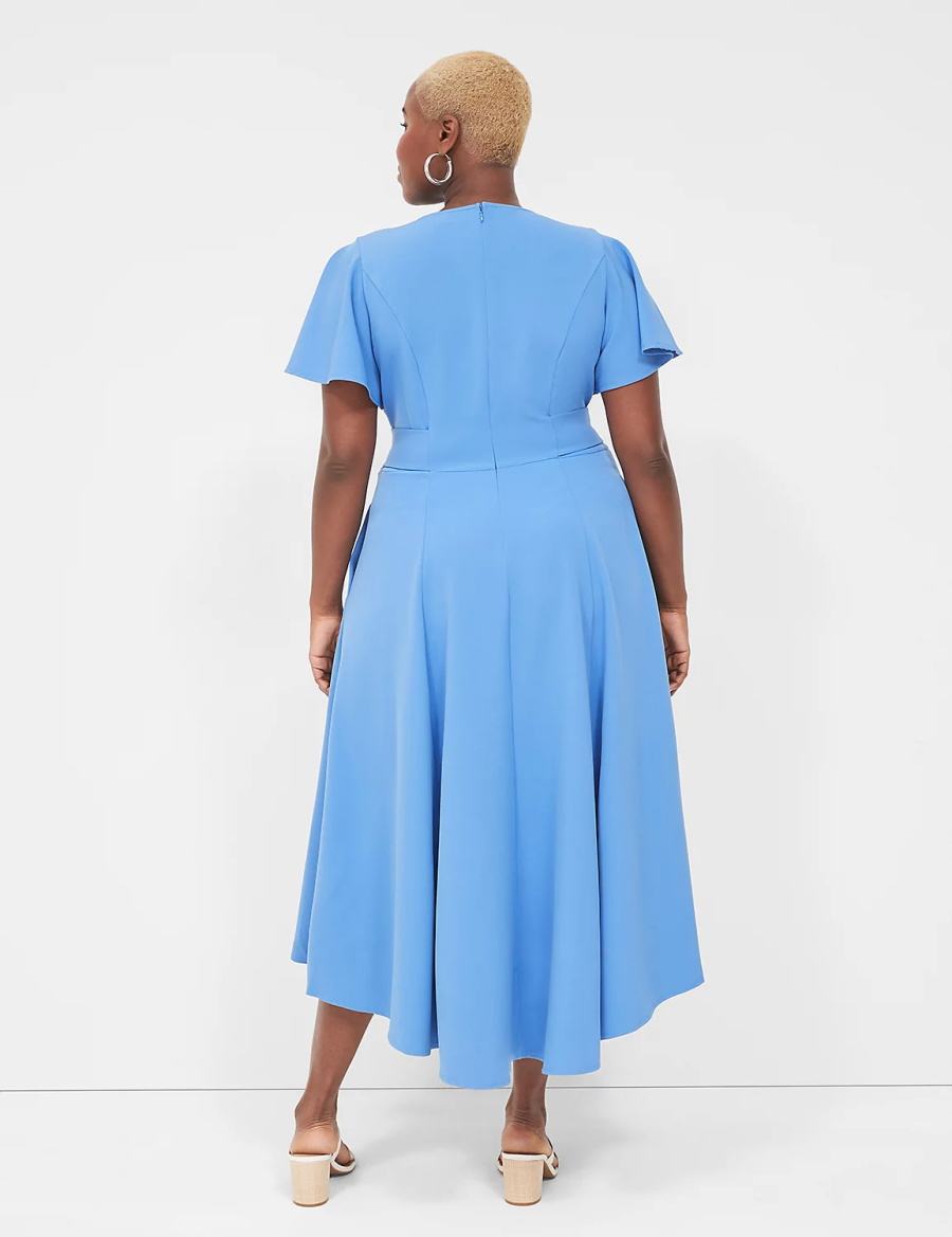 Lane Bryant Lena V-Neck High-Low Abito Midi Donna Blu | EES2025PY