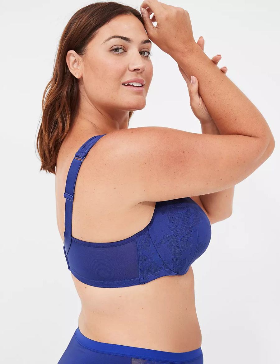 Lane Bryant Lightly Lined Full Coverage with Lace Overlay Bralette Donna Blu | KKA3262FI