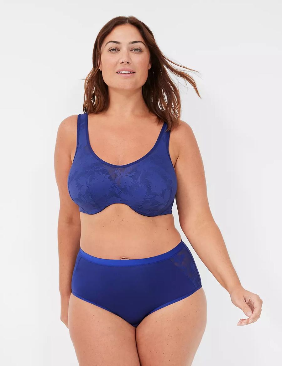 Lane Bryant Lightly Lined Full Coverage with Lace Overlay Bralette Donna Blu | KKA3262FI