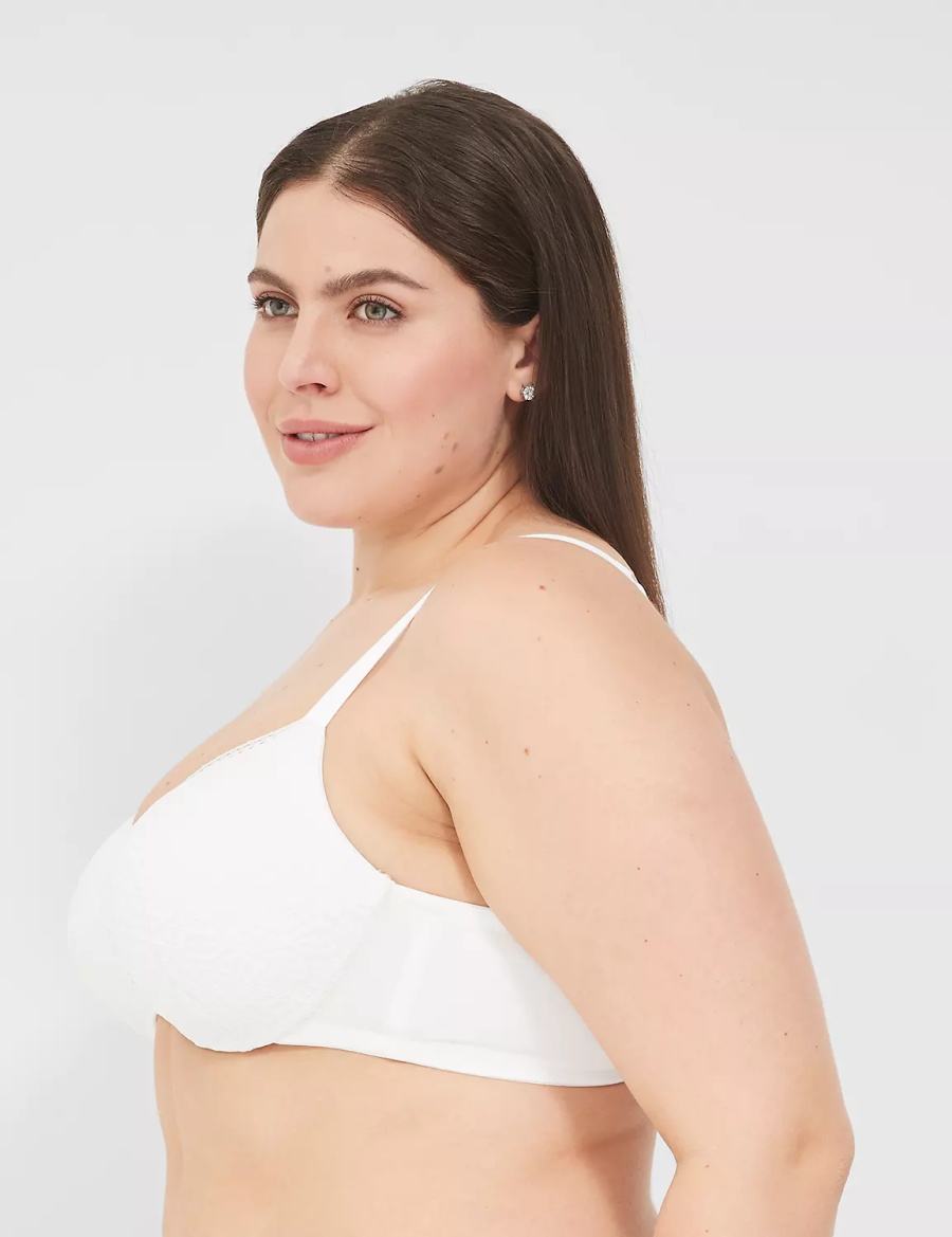 Lane Bryant Lightly Lined With Lace Reggiseno A Balconcino Donna Bianche | UOC5419ZO