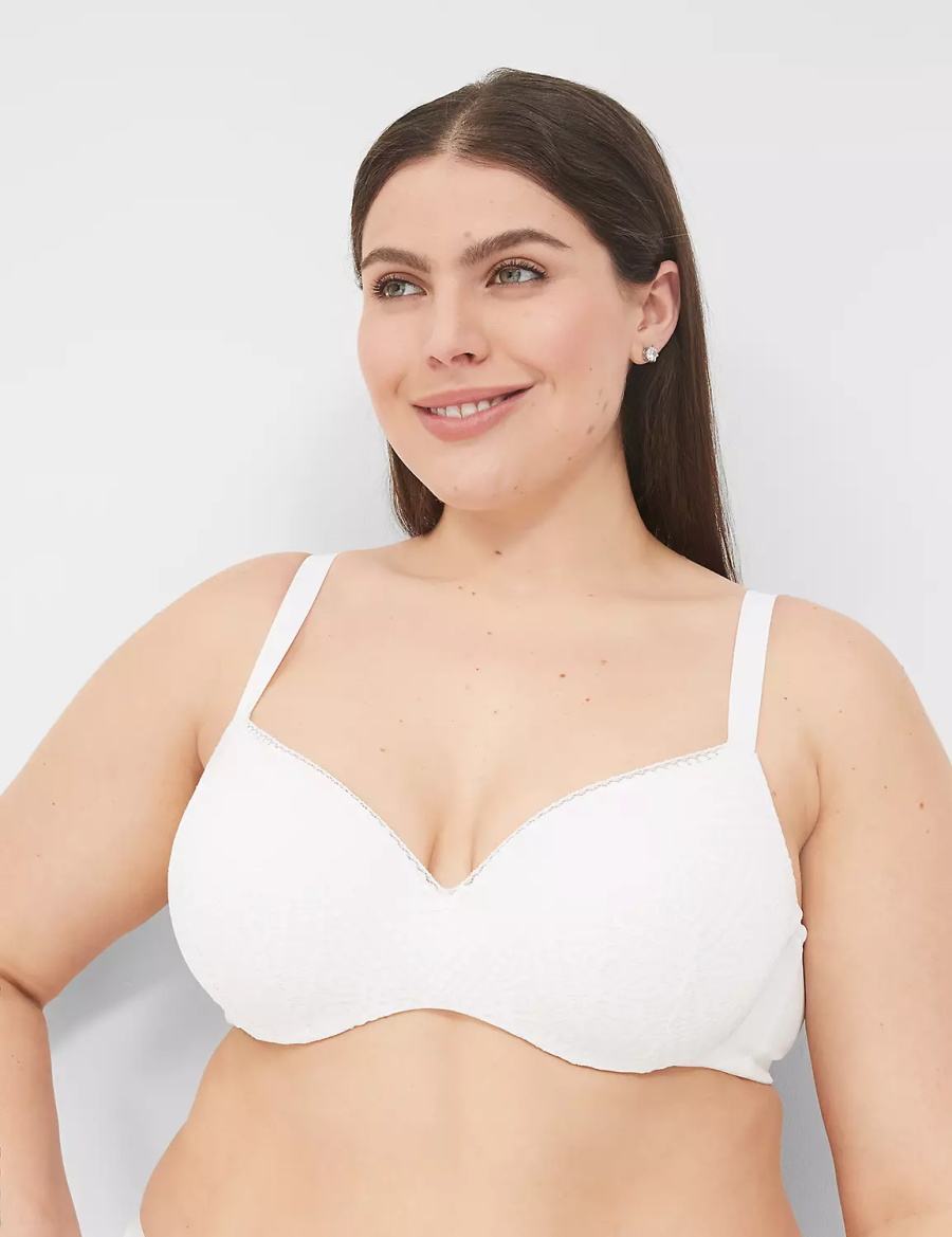 Lane Bryant Lightly Lined With Lace Reggiseno A Balconcino Donna Bianche | UOC5419ZO