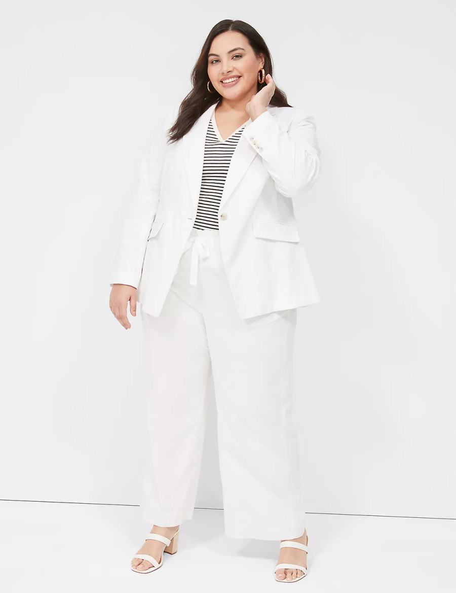 Lane Bryant Linen One-Button Blazer Donna Bianche | OIR4090IF