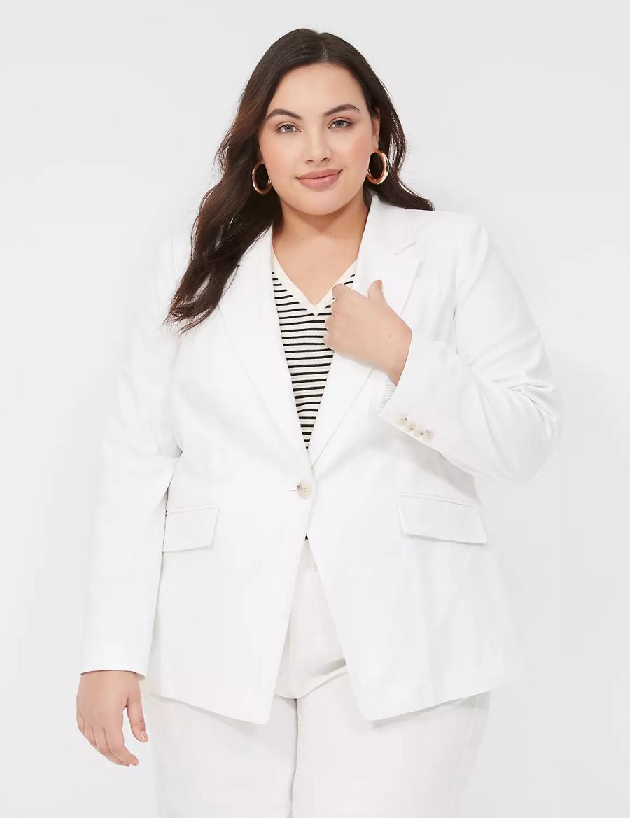 Lane Bryant Linen One-Button Blazer Donna Bianche | OIR4090IF