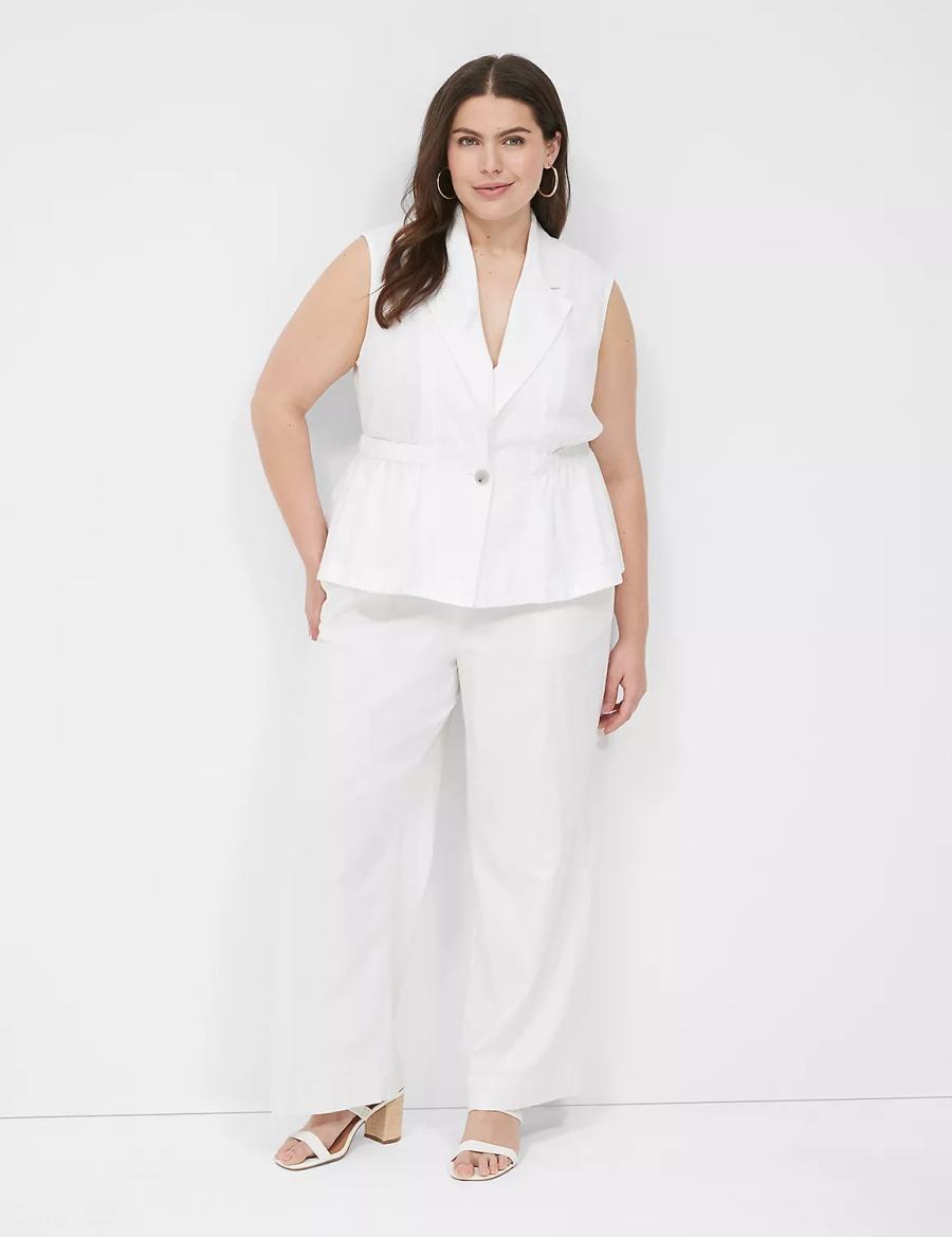 Lane Bryant Linen Peplum Gilet Donna Bianche | ROQ536CU