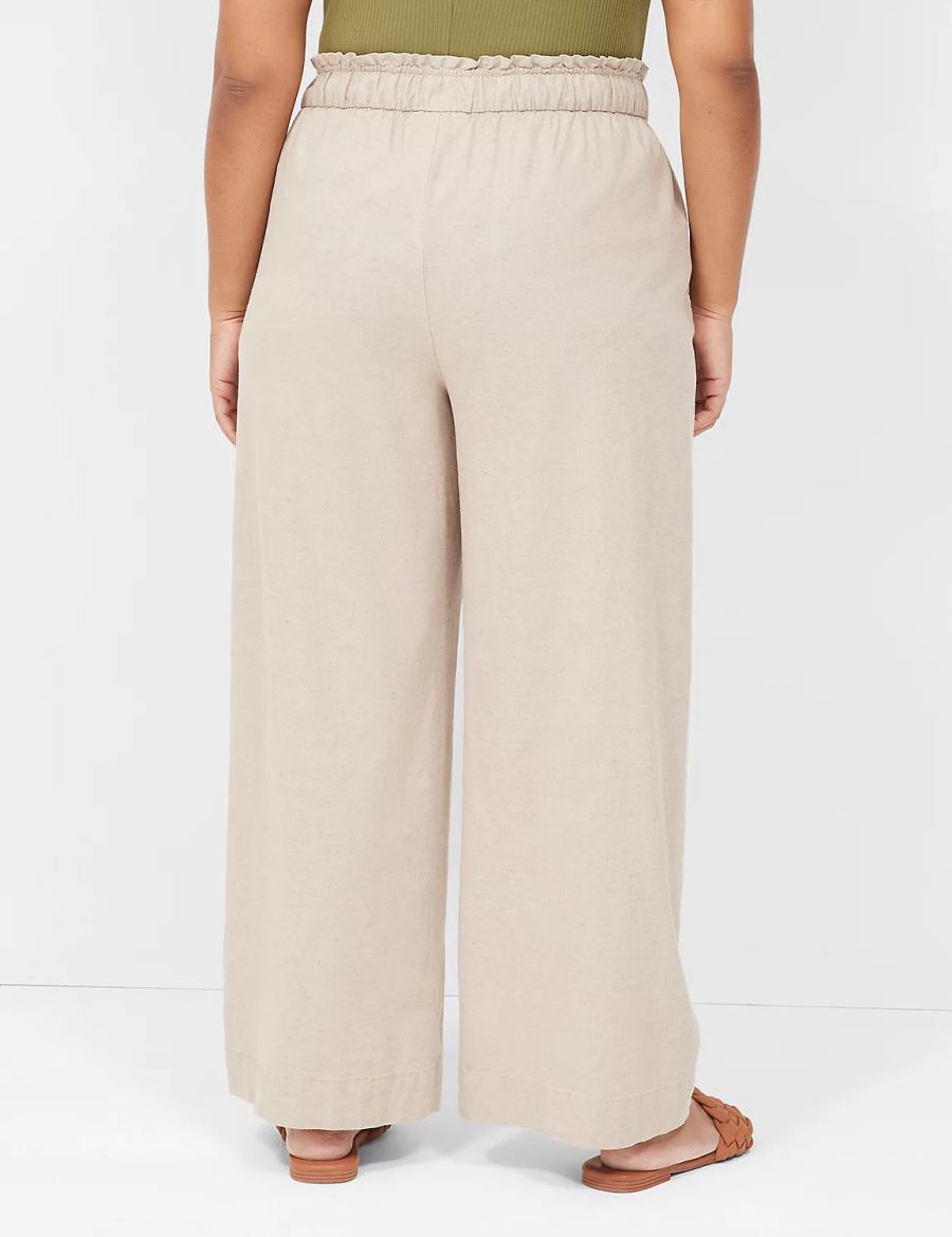 Lane Bryant Linen Wide Leg Pantaloni Donna Beige | MUR2250JE