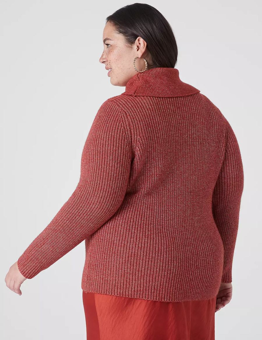 Lane Bryant Long-Sleeve Cowlneck Rib Maglioni Donna Rosse | ZUB26TX