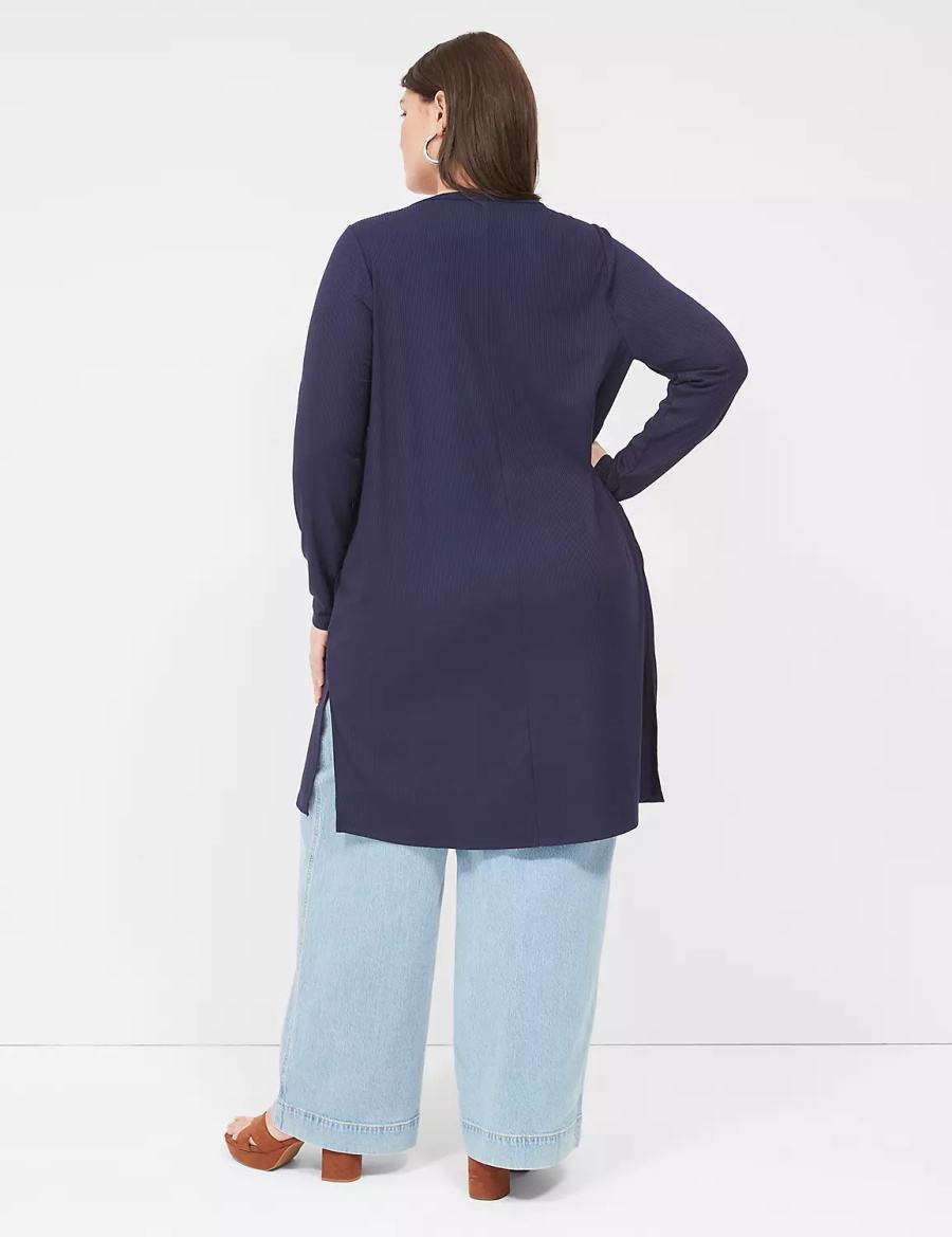 Lane Bryant Long-Sleeve Open-Front Overpiece Vestaglia Donna Blu | WMY6739BU