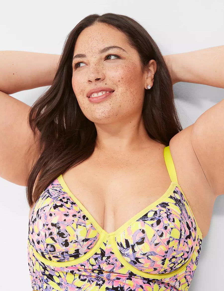 Lane Bryant Longline Demi Bralette Donna Gialle Colorate | FRI2571VH