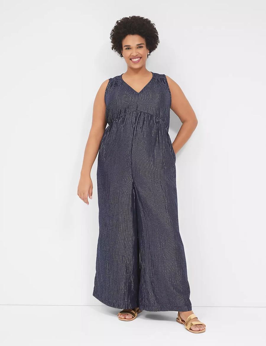 Lane Bryant Lurex Gauze Easy Jumpsuit Donna Blu | RDS2997NT