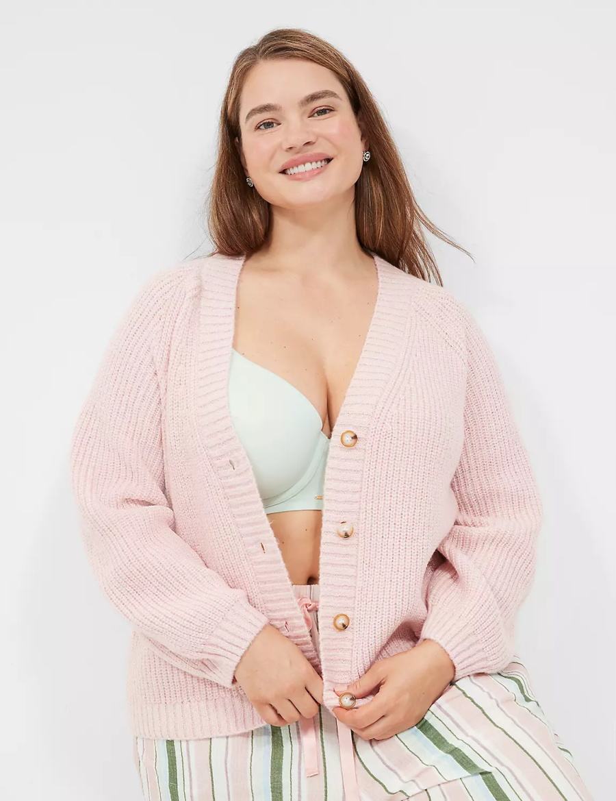 Lane Bryant Lurex Knit Sleep Cardigan Donna Rosa | KAJ8872ED