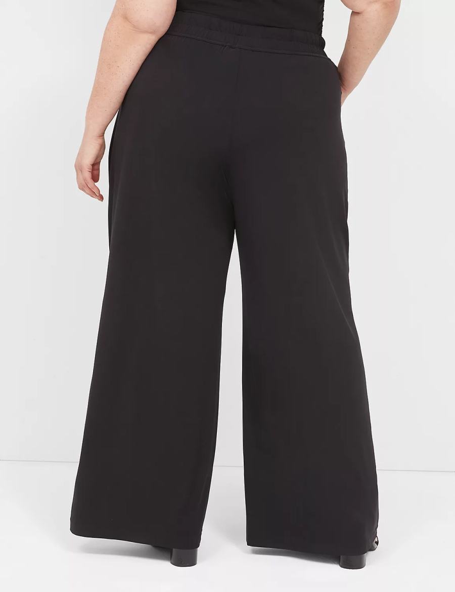 Lane Bryant Matte Jersey Pull-On Wide Leg Pantaloni Donna Nere | CFO2675YM