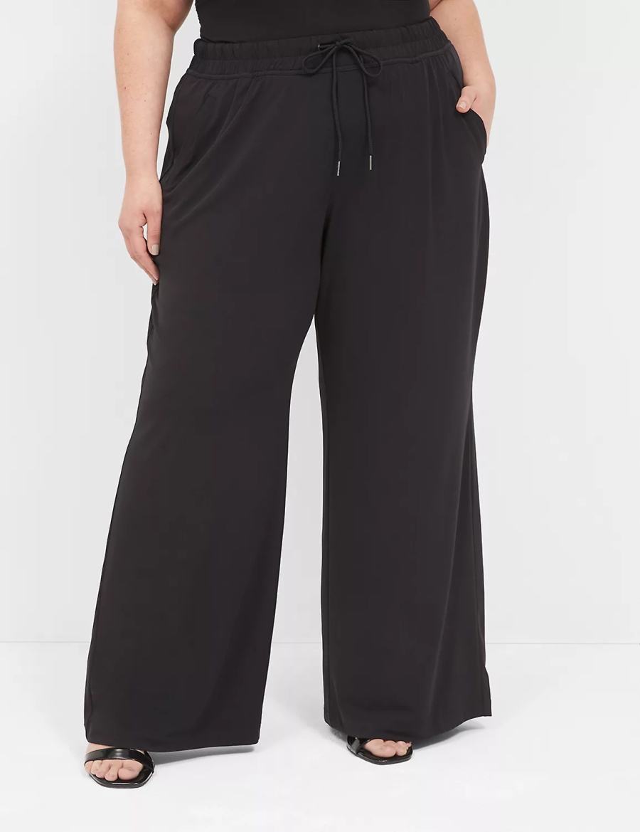 Lane Bryant Matte Jersey Pull-On Wide Leg Pantaloni Donna Nere | CFO2675YM