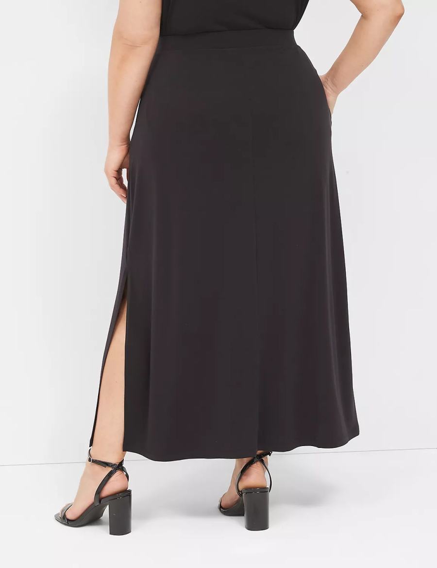 Lane Bryant Matte Jersey Side-Slit Maxi Gonne Donna Nere | RRE8633DB