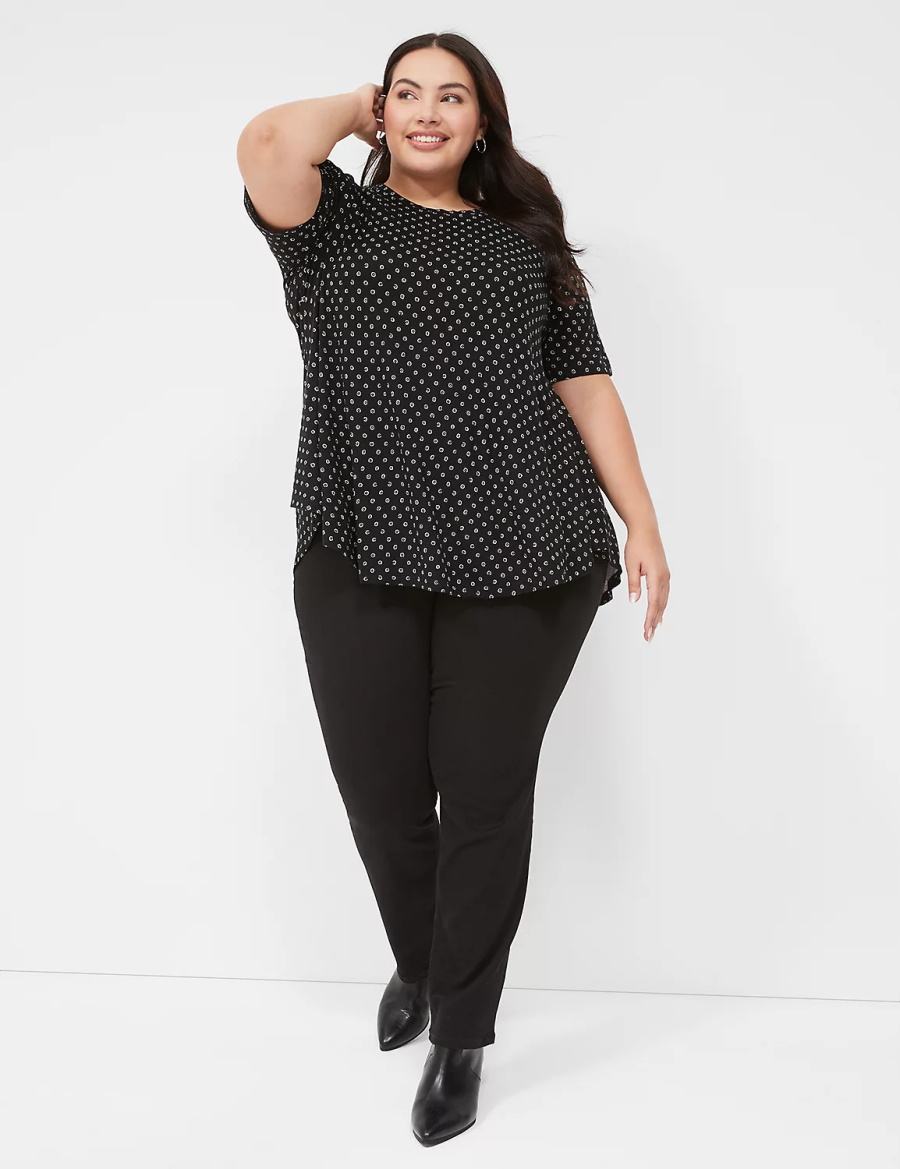 Lane Bryant Max Swing Perfect Sleeve Crew-Neck Tee Magliette Donna Nere | SUR7771QT