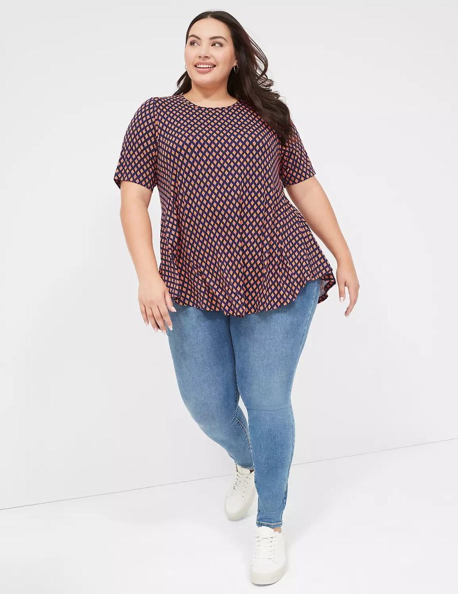 Lane Bryant Max Swing Perfect Sleeve Crew-Neck Tee Magliette Donna Caffè | JJN6545HY