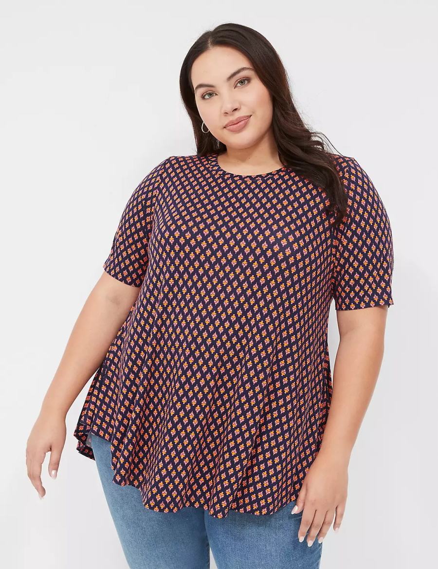 Lane Bryant Max Swing Perfect Sleeve Crew-Neck Tee Magliette Donna Caffè | JJN6545HY