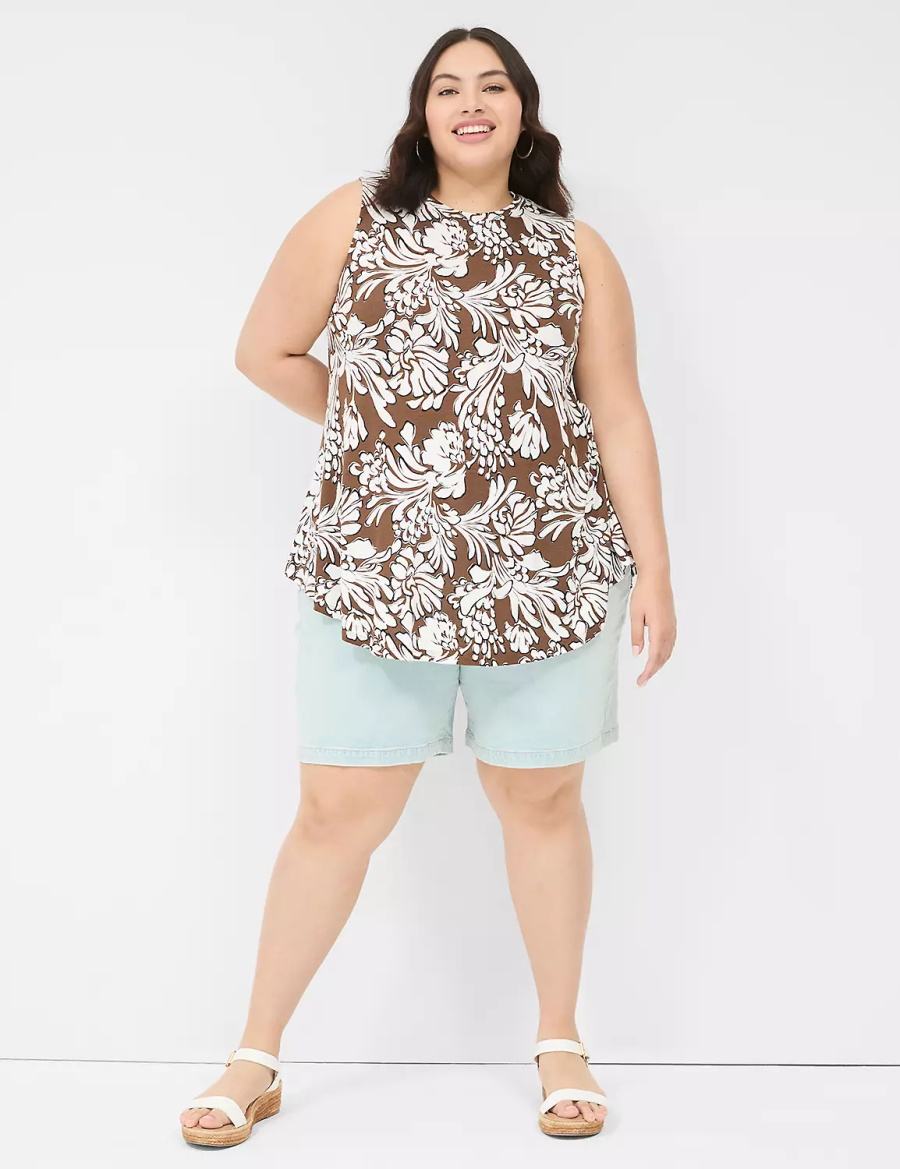 Lane Bryant Max Swing Sleeveless High-Neck Tunic Magliette Donna Marroni | FLY9633JC