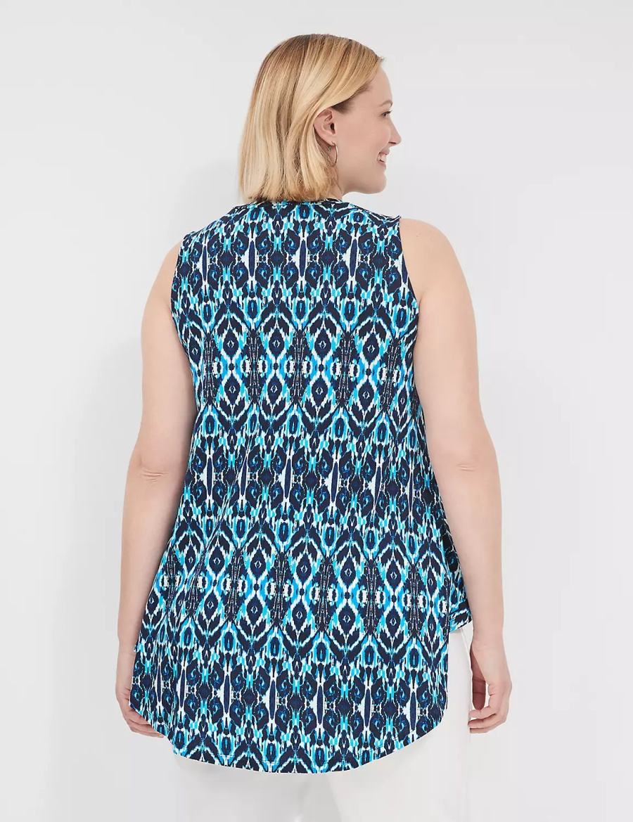 Lane Bryant Max Swing Sleeveless High-Neck Tunic Magliette Donna Blu | WMD5616PT