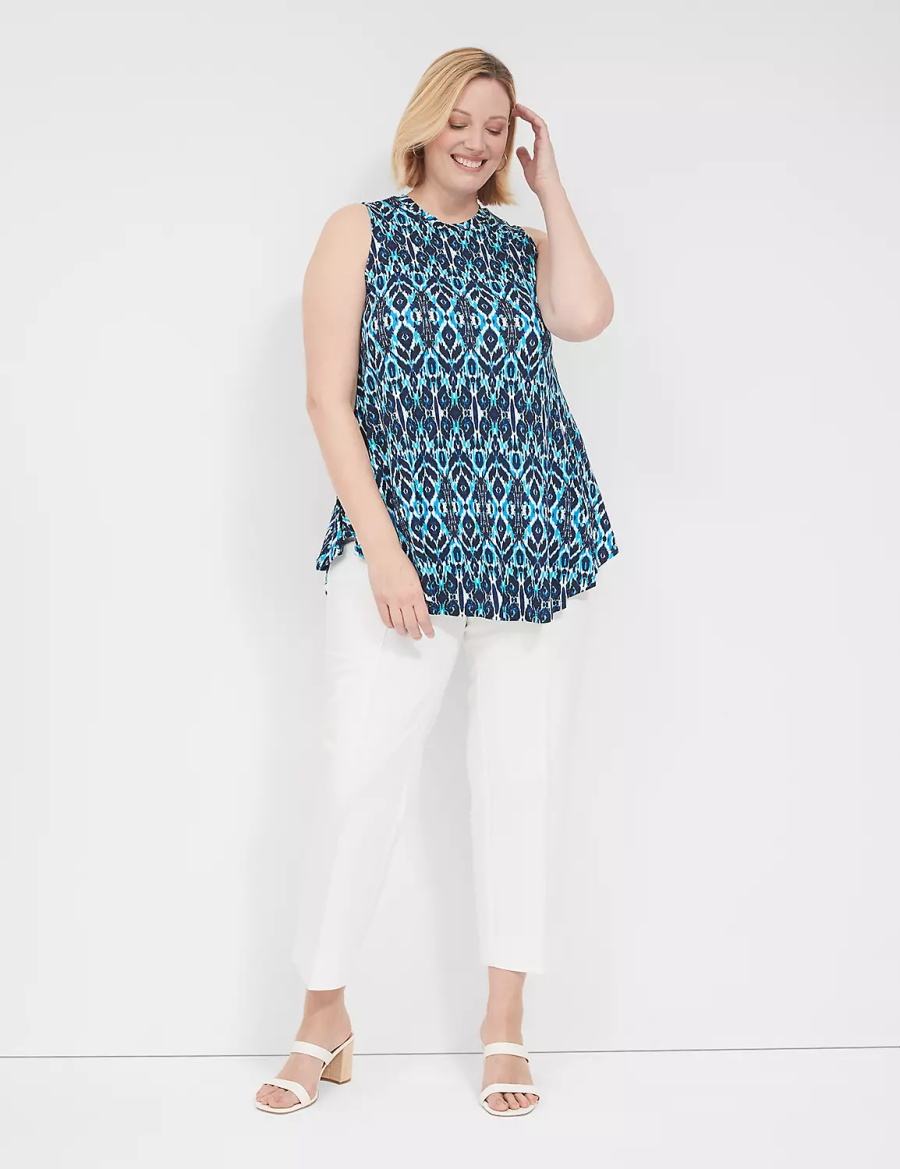 Lane Bryant Max Swing Sleeveless High-Neck Tunic Magliette Donna Blu | WMD5616PT