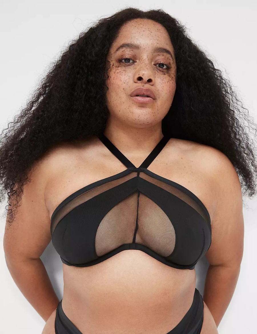 Lane Bryant Mesh Bandeau Bralette Donna Nere | APH5063PU