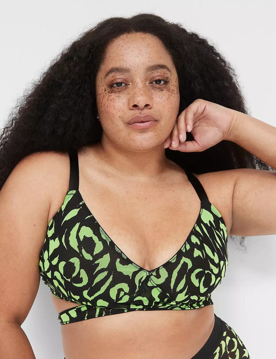 Lane Bryant Mesh Crossover Strappy Bralette Donna Verdi | YRM6323TK