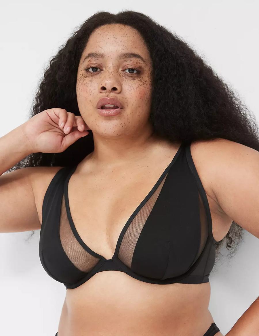 Lane Bryant Mesh High Apex Bralette Donna Nere | LEW128OY